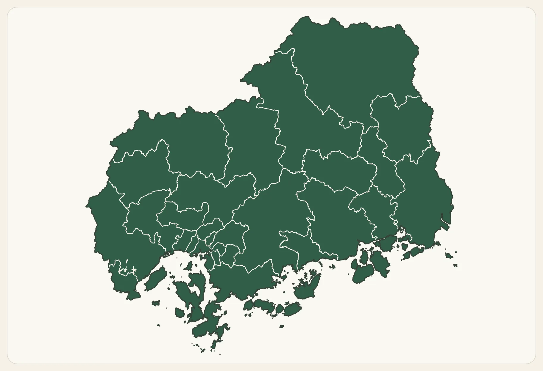 広島県内全域の市町境界を示す対応地域図